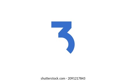 3 New Number Unique Cut Modern Logo