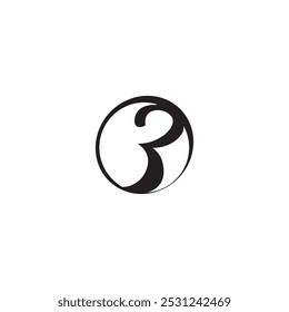 3 Novo número único corte logotipo moderno