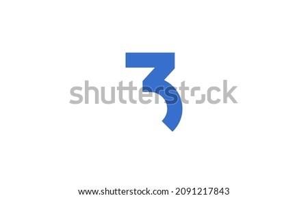 3 New Number Unique Cut Modern Logo