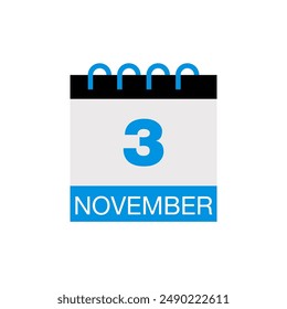 3 november calendar date icon vector eps