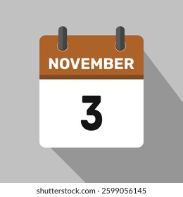 3 november calendar icon vector month date number illustration design