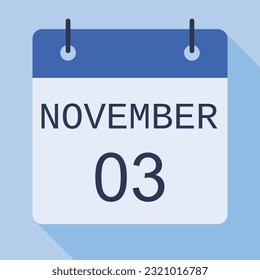 3 November Calendar, Vector Calendar.