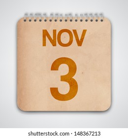 3 November on Old Notebook Vector 