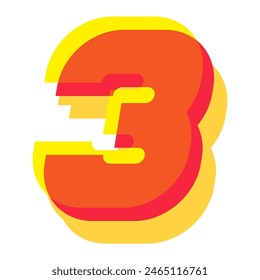 3 number 3d style colorful modern typography