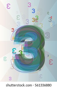 3 Number art vector