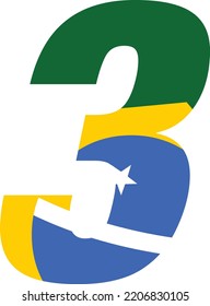 3 number brazil flag numero tres brasil