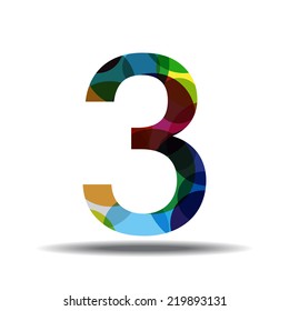 3 Number Circular Vector Colorful Web Icon Set Button