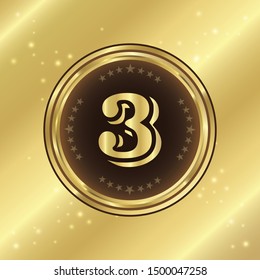 3 Number Circular Vector Gold Web Icon Button