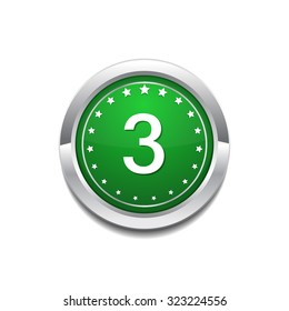 3 Number Circular Vector Green Web Icon Button