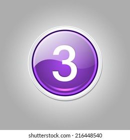 3 Number Circular Vector Purple Web Icon Button