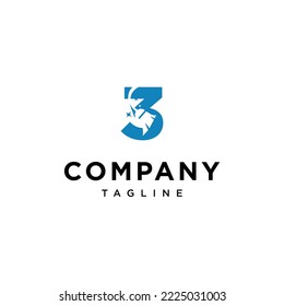 3 number cleaning broom Vector logo icon vector Template