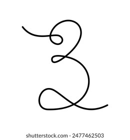 3 Number continuous line. Number three Hand drawn Line Art design concept. Transparent background - Powered by Shutterstock - Get 15% off with code: PIKWIZARD15