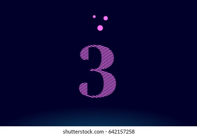 3 number digit logo pink line stripes magenta purple blue font creative text dots company vector icon design