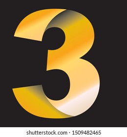 3 number with dimension, golden light.