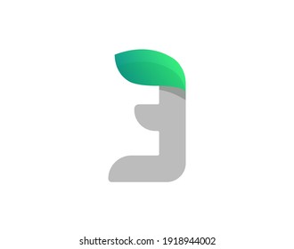 3 number eco logo with leaf. Vector font for bio posters, spa emblem, vegan, herbal and botanical cards etc.