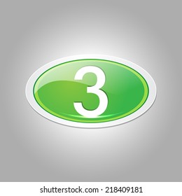 3 Number Elliptical Vector Green Web Icon Button