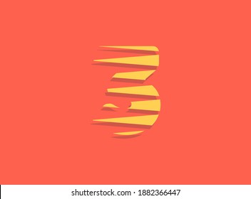3 number fast, speed motion logo. Sport style futuristic obliques design useful for delivery posters, industrial, racing identify and more