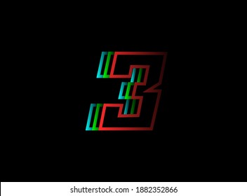 3 number font fast, speed motion logo. Sport style futuristic oblique design for   delivery posters, industrial, racing identify and more