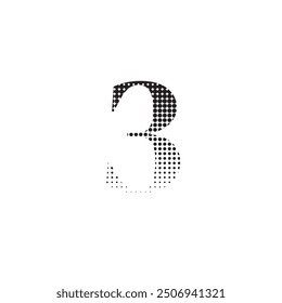 3 number halftone dotted effect logo icon vector illustration eps