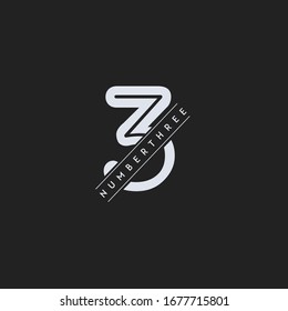 3 números logo dígito abstracto estilo letra elegante vectorial