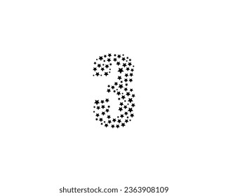 3 Number logo design element with star 