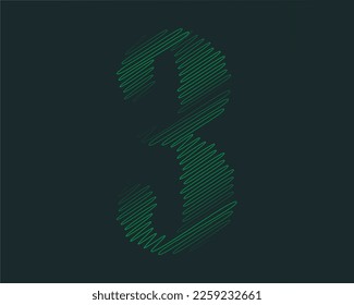3 number logo design elements