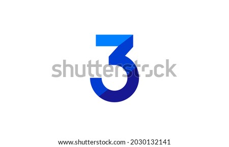 3 Number Modern Flat Blue Logo