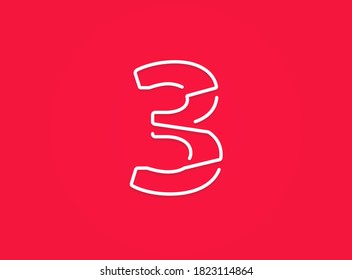 3 number. Modern trendy, creative style design. For logo, brand label, design elements, corporate identity, application etc. Isolated vector illustration          