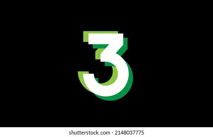 3 Number New Green white Nature Logo