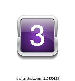 3 Number Rounded Corner Vector Purple Web Icon Button