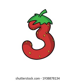 Ilustración de diseño de vectores de caracteres de fresa de 3 números