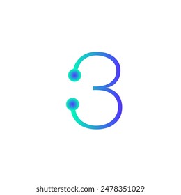 3 number tech logo icon vector eps 