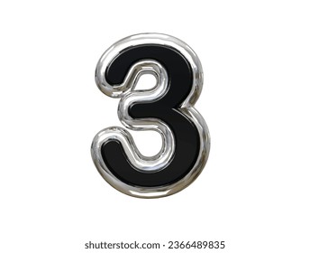 3 number text effect illustration 3d rendering