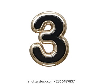 3 number text effect illustration 3d rendering