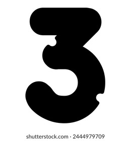 3 number three alphabet typeface, vector graphics. Mice cheese font