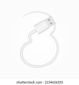 3 number usb cable realistic vector style. İsolated font for logo, application, creative technology design and more