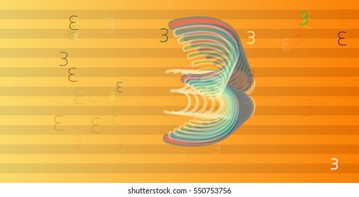 3 Number vector background in clever poster, popular label of diagram