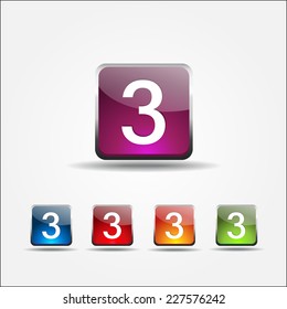 3 Number Vector Colorful Web Icon