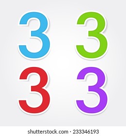 3 Number Vector Colorful Web Icon