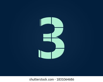 3 number, vector desing font.  Made of knife cut. For logo, brand label, design elements, corporate identity, application & more. IsolatedEps10 illustration