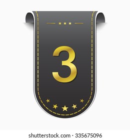 3 Number Vector golden Web Icon