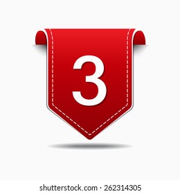 3 Number Vector Red Web Icon
