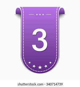 3 Number Violet Vector Icon Design