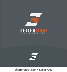 3 numbering fast speed logo. White and orange automotive logo template. Vector design template elements for your application or corporate identity.