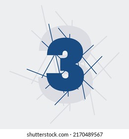3 Numeric text conceptual logo vector design. Three number with line shape. 3 digit logo, t-shirt,  and graphic element.
