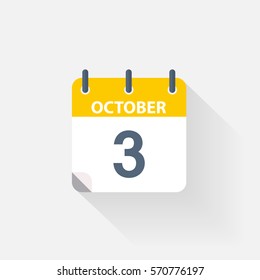 3 october calendar icon on grey background
