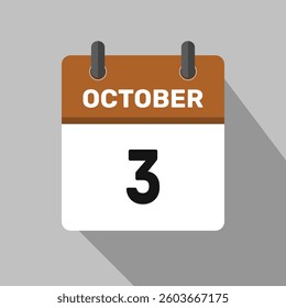 3 october calendar icon vector design month illustration