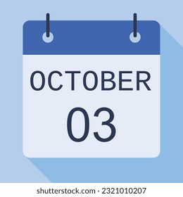 3 October Calendar, Vector Calendar.