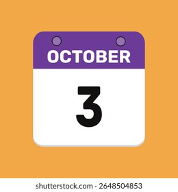 3 october calender icon text page monthly web design.