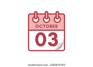 3 October month single day vector, illustration, calendar with maroon, rose and white color background calendar October 3